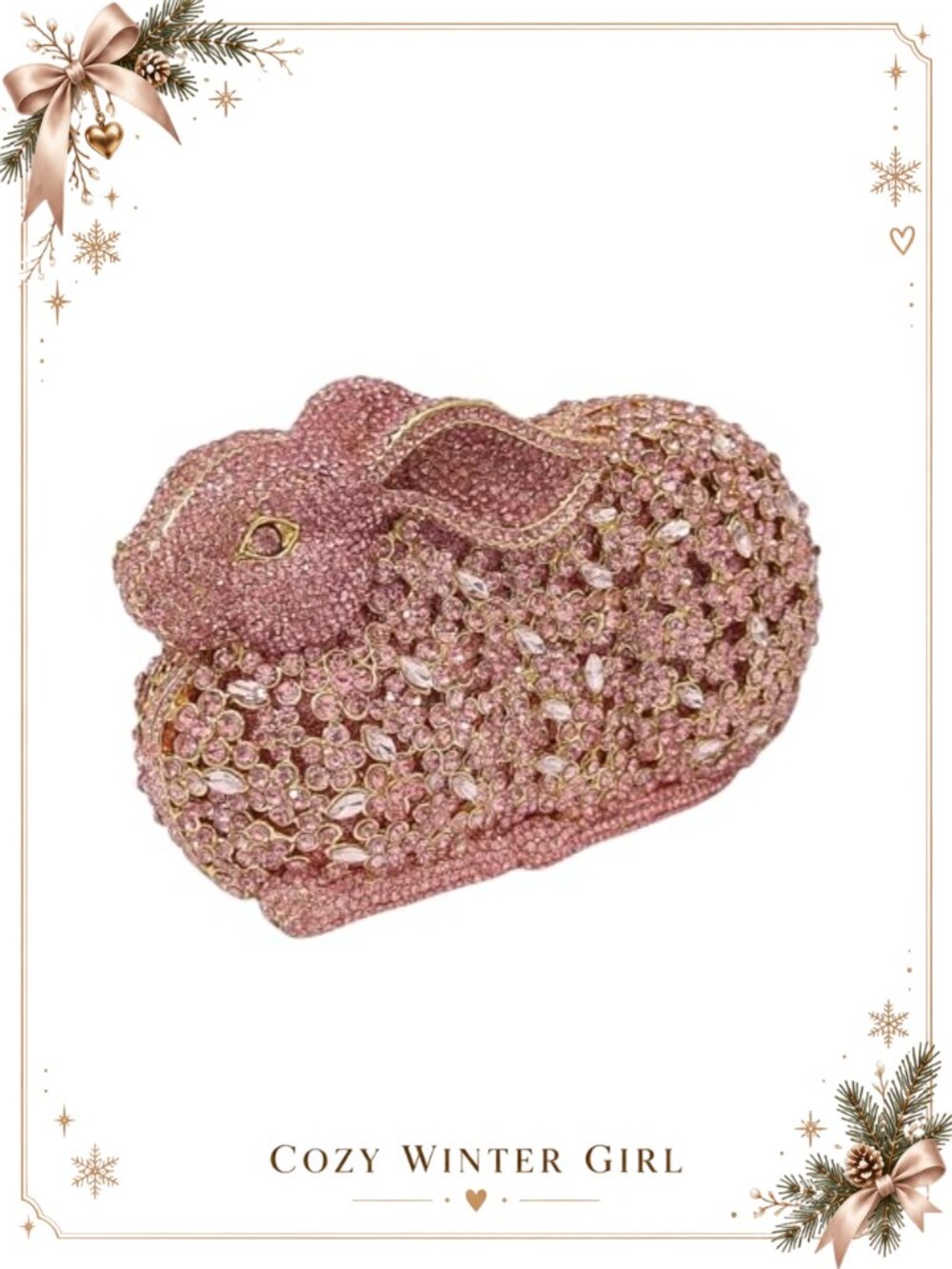 Rhinestone Rabbit Evening Bag Crystal Clutch Detachable Metal Chains